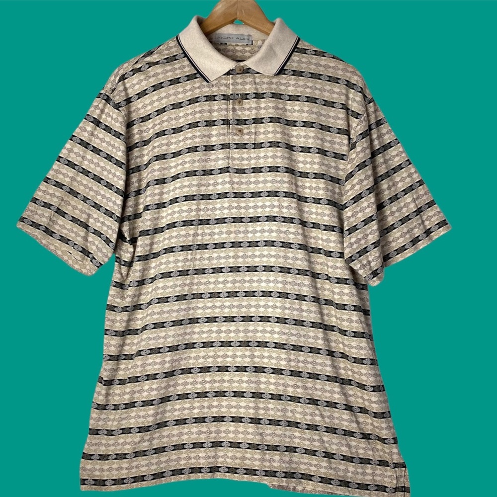 VINTAGE NICKLAUS UNIQUE PRINT POLO TEE SHIRT  [105]
